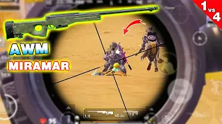 Confronting A Daring Enemy Team | AWM in Miramar PUBG Mobile