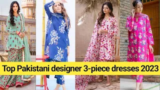 Latest Allover 3 piece printed designer suits 2023 || full same summer print dresses