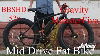 Custom E-bike Build: Bikesdirect Gravity MonsterFive BBSHD 52v mid drive 4 season bike