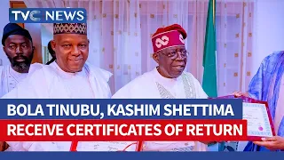 (WATCH) Bola Tinubu, Kashim Shettima Receive Certificates Of Return