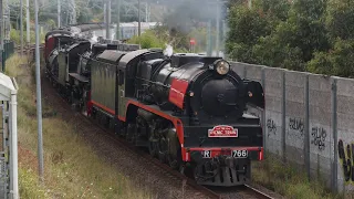 「4K60fps」Picnic Train Locos R766, 5917 & 4903 passing Casula - Picnic Train Canberra Transfer