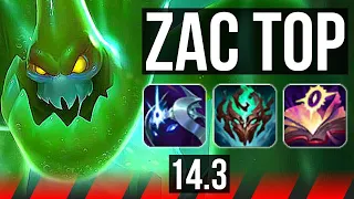 ZAC vs SION (TOP) | 13/0/12, 7 solo kills, Legendary, 400+ games | NA Challenger | 14.3