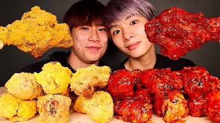 ASMR BHC CHEESY FRIED CHICKEN + SWEET N SOUR SAUCE FRIED CHICKEN 🍗 MAR ASMR