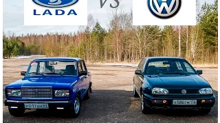 ВОЙНА МАШИН #3: ВАЗ-2107 (2005) против VW Golf III (1997)