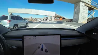 Tesla FSD 12.3.4 tours past the construction on I-10
