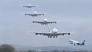 Very close view of the largest planes landing and taking off