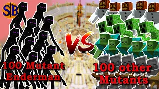 100 Mutant Enderman vs 100 Other Mutants Monsters | Minecraft Mob Battle