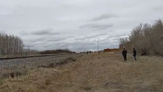 Canadian Pacific 2816 is seen at the head of the Final Spike Steam Tour at Indus, AB (Set to 1080p)