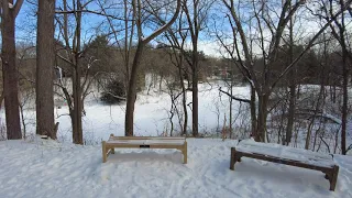 Ann Arbor Walk - 4K 60FPS - Nichols Arboretum Part 2 - Exploring the Trails - Snowy Winter Arb Walk