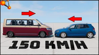 VW TRANSPORTER vs VW GOLF! 150 Km/H CRASH TEST! - BeamNg Drive
