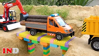 Bangun Mainan Blok Jembatan Mobil Truk Excavator Mainan