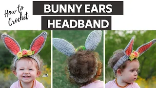How to Crochet: Bunny Headband with Flowers