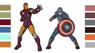 Coloring Pages Iron Man & Captain America in Avengers Infinity War Super Hero Marvel Painting