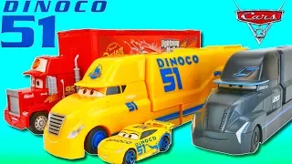 Disney Cars Dinoco Cruz Ramirez Gets a New Piston Cup Race Hauler With Racing Simulator!