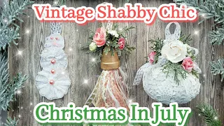 DIY Shabby Chic Vintage Lace Christmas Ornaments || Christmas In July