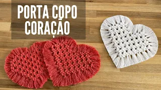 Porta copo coração em macramê | Tutorial passo a passo