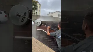 Steam clean to brick wall using mosmatic 12” Surface cleaner