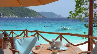 Seaside Cafe Ambience - Bossa Nova Music, Smooth Jazz BGM, Ocean Wave Sound for Study & Relaxation