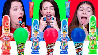 ASMR Red vs Green vs Blue Color Food Challenge! Eating Only ONE Color of Food for 24 Hours!