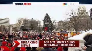 Congressman Gary Peters on Al Sharpton right after Rick Snyder signed Right to Work