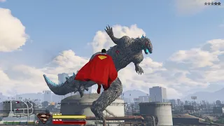 GTA 5 Superman Classic VS Godzilla