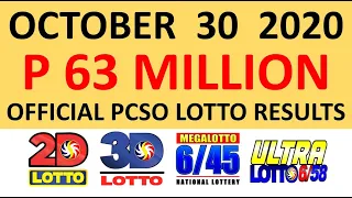 PCSO LOTTO RESULTS OCTOBER 30 2020 (FRIDAY) 6/45 6/58