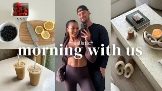 realistic couples morning routine | morning with us, workouts, healthy habits + farmers market