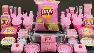 PINK Lay's Slime Mixing Random Into Slime! Satisfying Slime Video ASMR