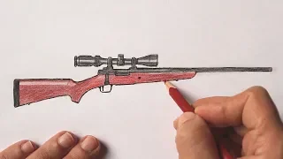 How to draw a Sniper Rifle step by step