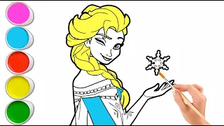 Elsa Princess Drawing, Painting and Coloring For Kids Toddlers