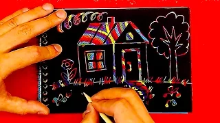 Как нарисовать ДОМ / использую Скратчнот / Урок рисования для детей