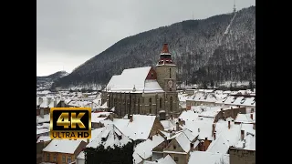 Brasov iarna, Romania (Walking tour on winter in Brasov, Romania) [4K video]