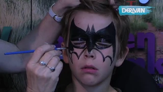 Step-by-Step how to face paint a Batman design using Derivan Face and body paints tutorial