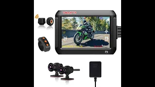 VSYSTO 4''Screen WiFi Motorcycle Dash Cam, Waterproof WDR HD 1080P Front & Rear Camera with GPS TPMS