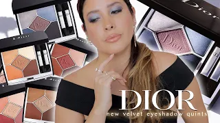 DIOR VELVET EYESHADOW PALETTES The Velvet Collection SWATCHES DEMO REVIEW and 4 LOOKS !