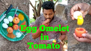 How To Cook An Egg Omelette In A Tomato / Rare Recipe / Wild Survival Style / Duo Boys Village food