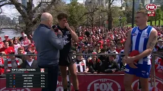 Charlie Curnow interview during the Longest Kick