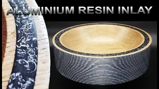 Woodturning - ebonised oak bowl with aluminium resin inlay