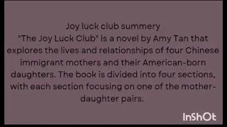 Joy luck club by Amy Tan summary in English #chinese #fiction #mom #english