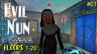Evil Nun Maze Floors 1-20 Playthrough Gameplay Part1 (IOS & Android Horror Game)