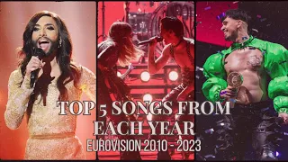 My Top 5 Songs Each Year At Eurovision (2010 - 2023)