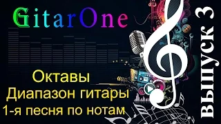 Нотная грамота. Урок 3. Октавы, диапазон гитары, 1-я мелодия по нотам