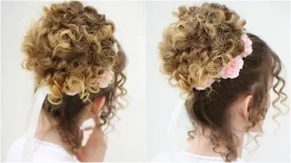 Easy Romantic Curly Bun Updo | Curly Updo | Braidsandstyles12