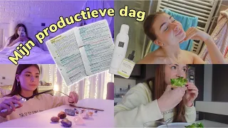 EEN PRODUCTIEVE DAG TIJDENS DE BLOK/EXAMENS | skincare, morning&evening routine, studeren...💛