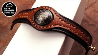 Making a leather bracelet with a coin.