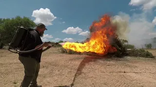 Real flamethrower vs. “Not a Flamethrower” by Elon Musk.