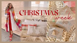 COZY CHRISTMAS VLOG | wrapping gifts, winter outfit ideas, gingerbread house, & hosting prep!