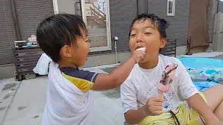 アイスおかわり　おやつはアイスクリーム　＃1509　ひなごんおいちゃんどんちゃん三兄弟vlog