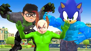 Ironman Nick And Sonichulk Transform Nickhulk Vs Giant Alien Saves Birthday Tani - Scary Teacher 3D