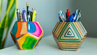 PENCIL HOLDER MADE OUT OF SKATEBOARDS!